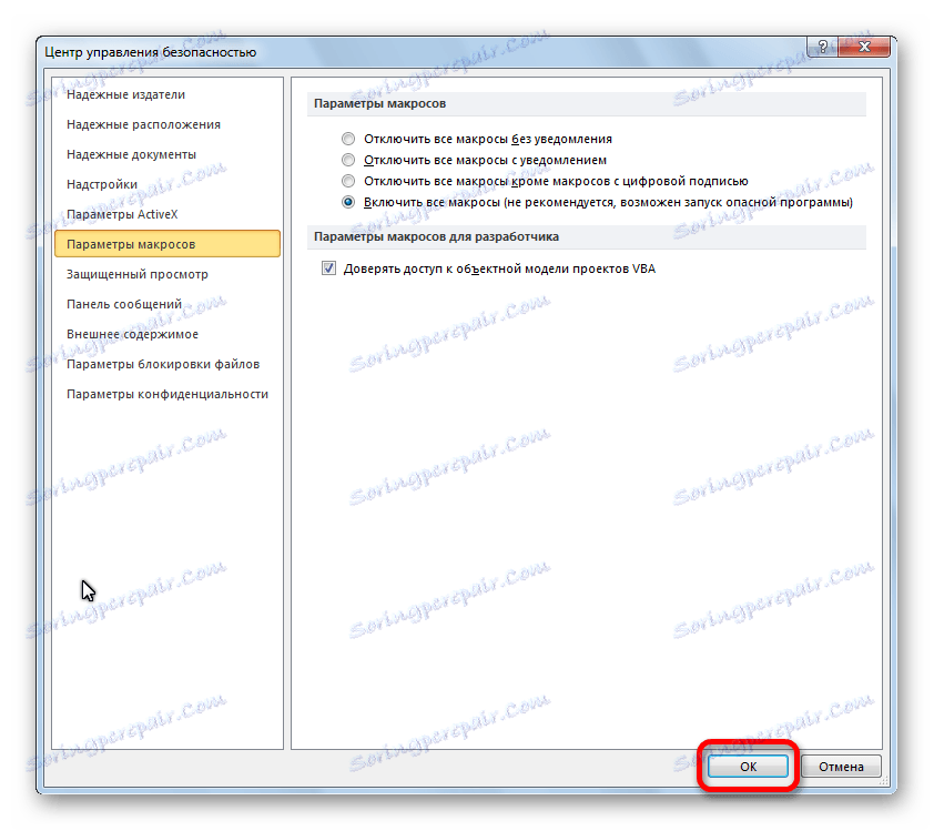 Omogočanje makrov v programu Microsoft Excel