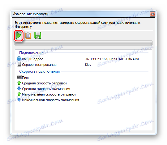 Почетак теста брзине интернета у НетВорку