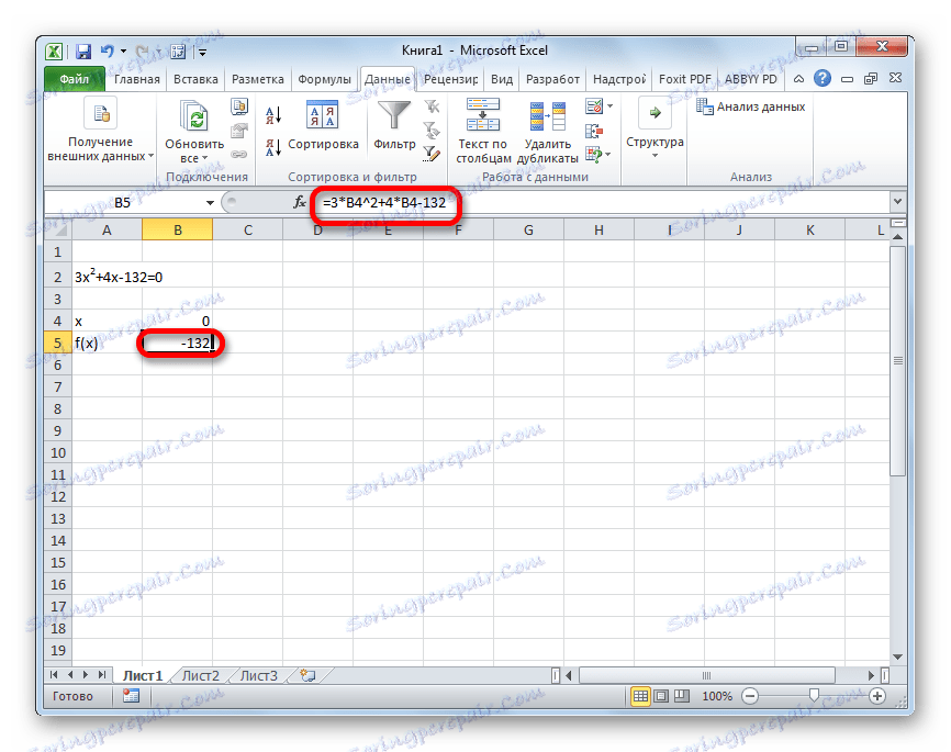 مقدار f (x) در مایکروسافت اکسل