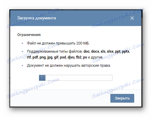Proces stahování obrázku gif v sekci dokumentů na stránce VK