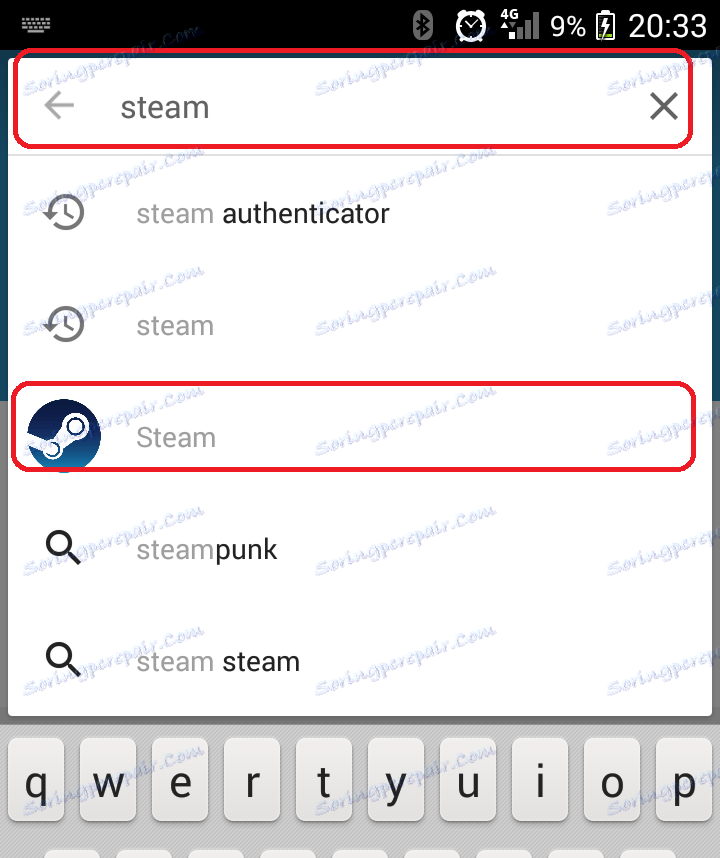 Търсете приложение за Steam на пазара за игри