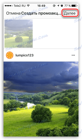 Výběr příspěvku pro inzerci v Instagramu