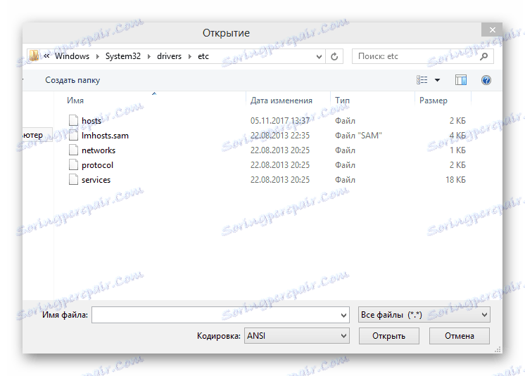 Идите у фасциклу итд. Кроз прозор Опен ин Нотепад у оперативном систему Виндовс