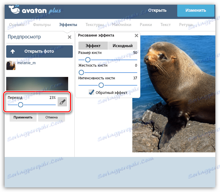 ضبط مستوى التمويه في محرر صور Avatan