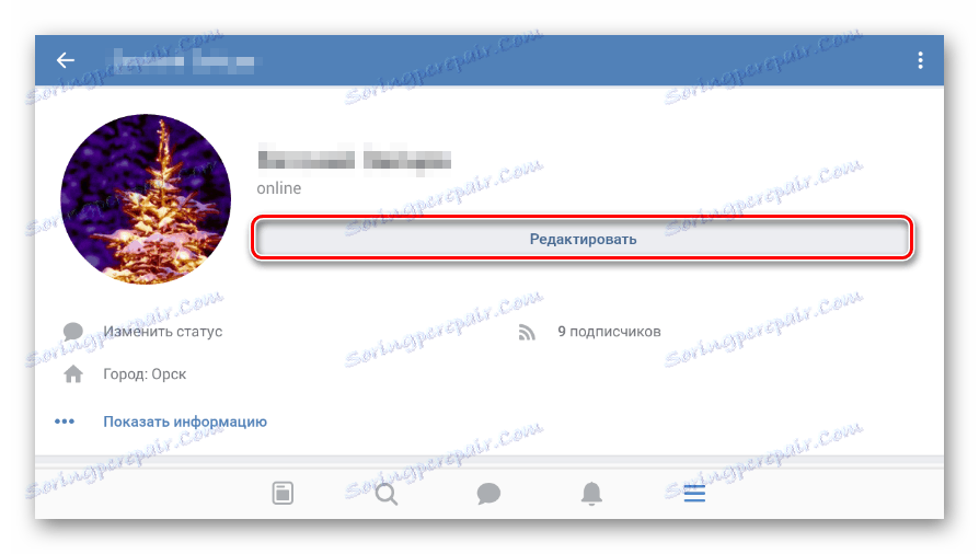 Przejdź do sekcji Edycja w aplikacji mobilnej VKontakte