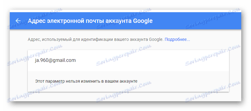Prepoved zamenjave poštnega naslova na uradni strani poštne storitve Gmail