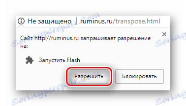 Tlačítko pro povolení pluginu plug-in Adobe Flash Player pro RuMinus