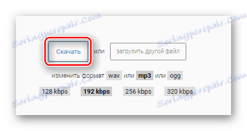 Tlačítko ke stažení pro hotový zpracovaný soubor z webu Vocal Remover