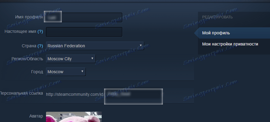 Edytowanie danych profilu Steam