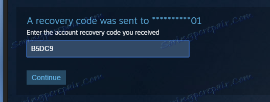 Zadajte verifikačný kód z telefónu, aby ste obnovili heslo zo služby Steam