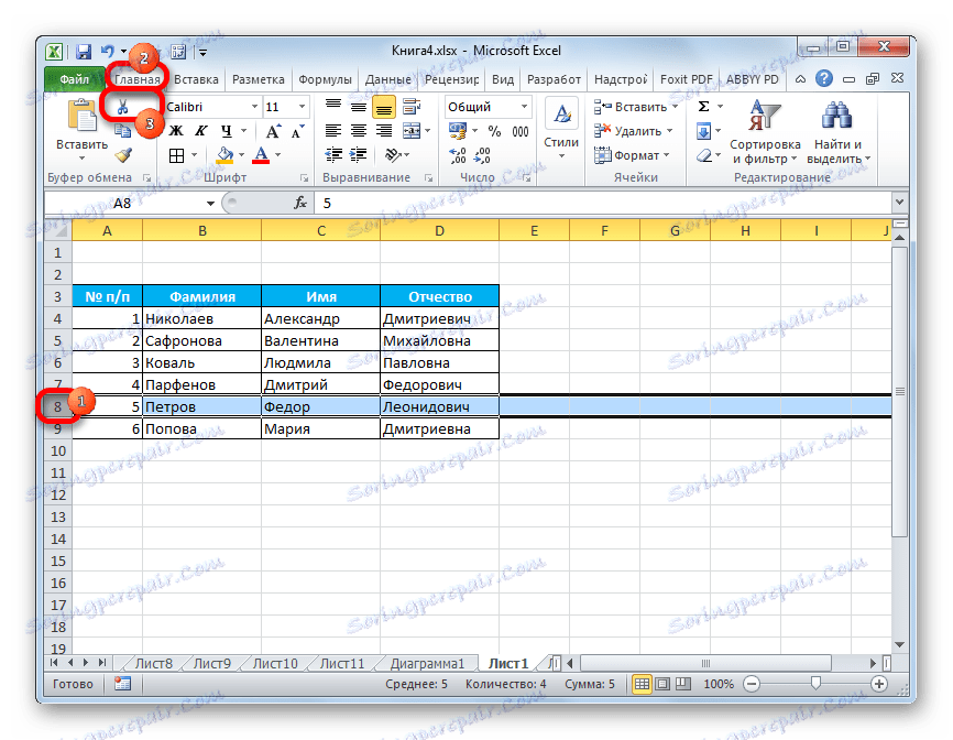 Вирізка рядки в Microsoft Excel