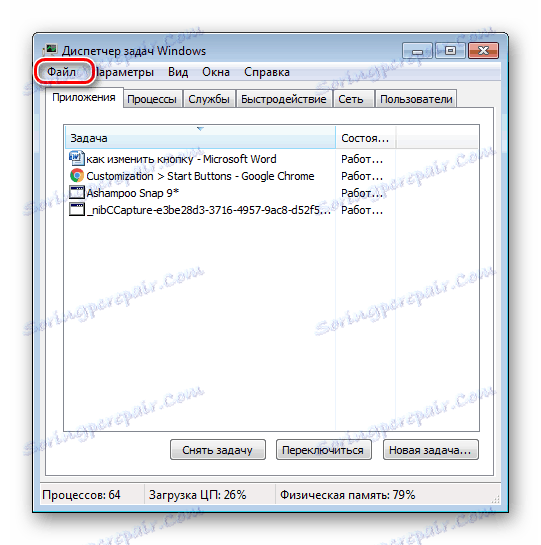 Stvorite novi zadatak u Windows 7 Task Manageru