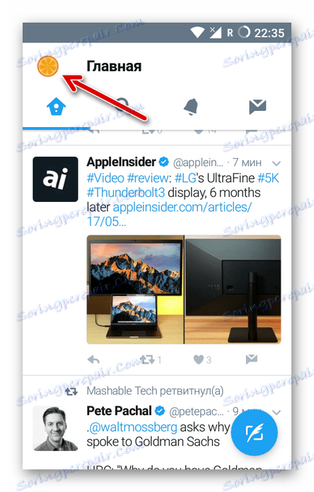 Hlavní mobilní aplikace Twitter v mobilní aplikaci Twitter