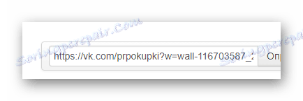 Попълването на полето с URL адреса в приложението Lucky you on the VK страницата
