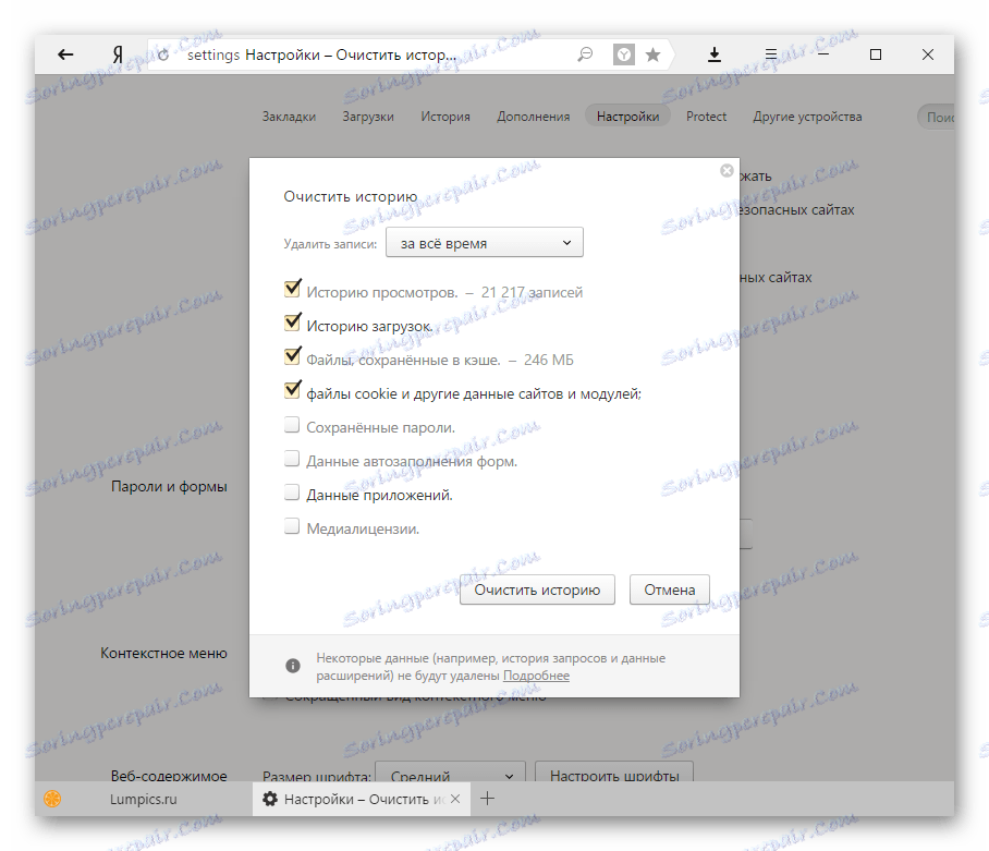 پاک کردن تاریخچه مرورگر Yandex Browser-2