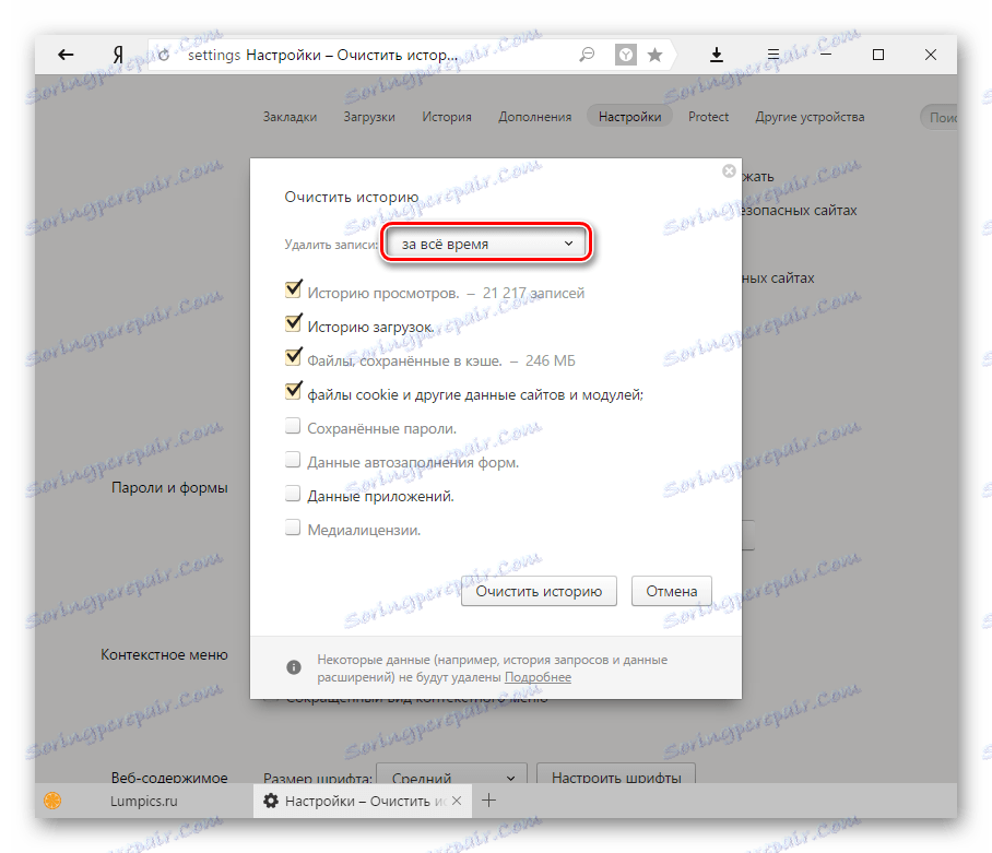 پاک کردن تاریخچه مرورگر Yandex Browser-3