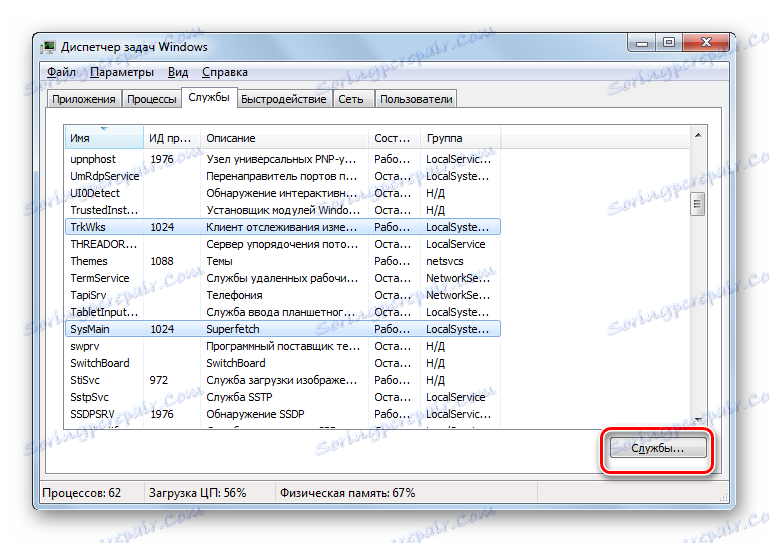 Idite na Upravitelj servisa iz prozora Upravitelja zadataka u sustavu Windows 7
