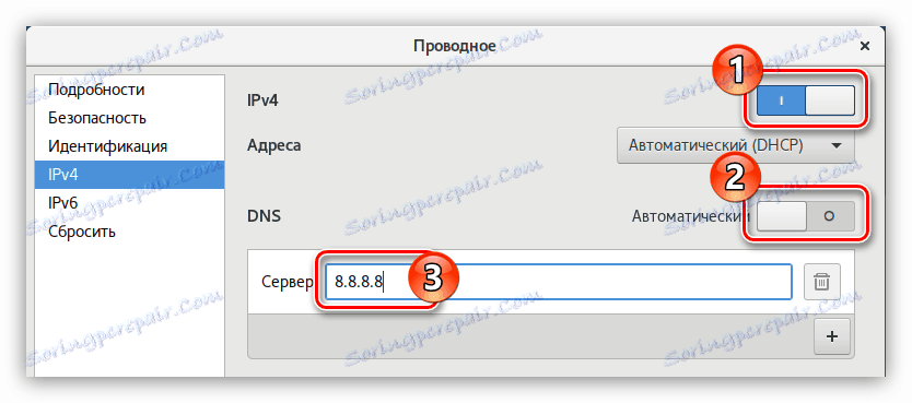 конфигурирање ипв4 са динамичким ип-ом у мрежном прозору у дебиан-у
