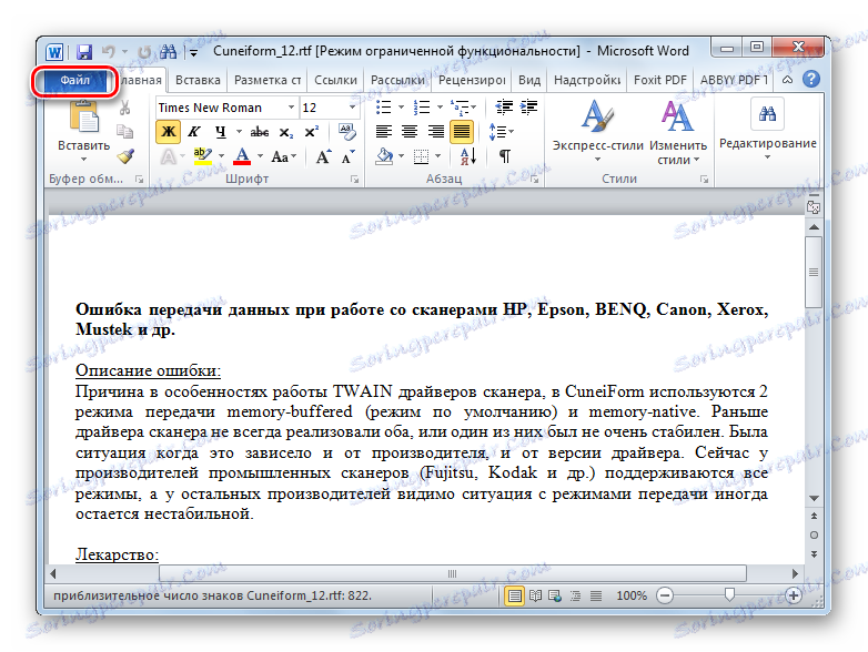 Przejście do zakładki Plik w Microsoft Word