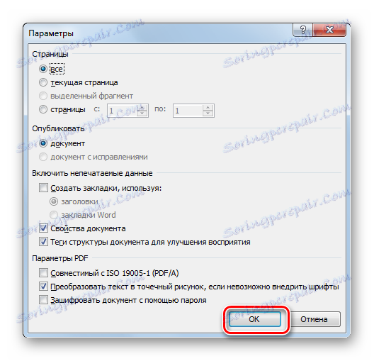 Okno za shranjevanje datoteke v obliki PDF v programu Microsoft Word
