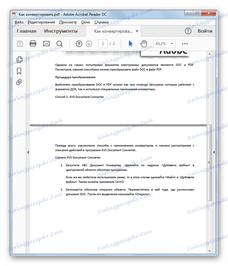 PDF dokument je odprt v privzetem programu Adobe Acrobat Reader