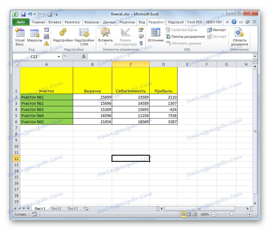 جدول بيانات Excel مفتوح في Microsoft Excel