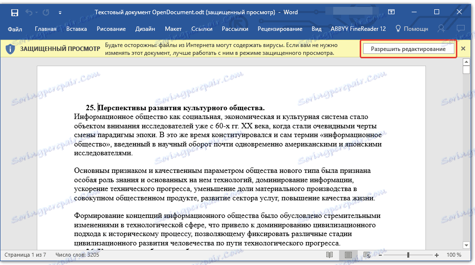 OpenDocument.odt (chránené zobrazenie) v programe Word