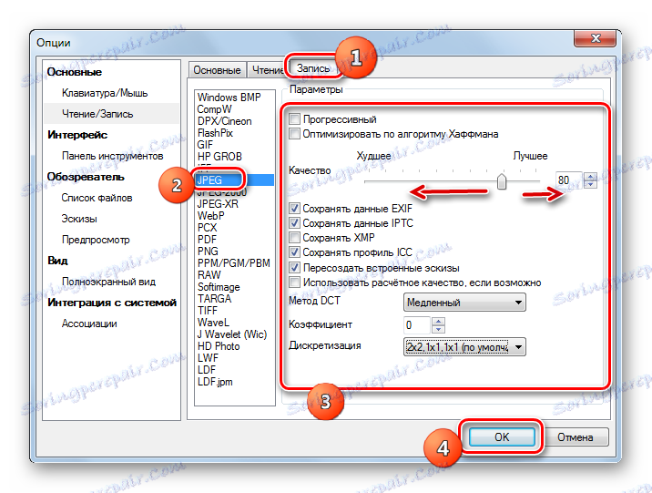 Okno voleb pro výstupní obraz v aplikaci XnView