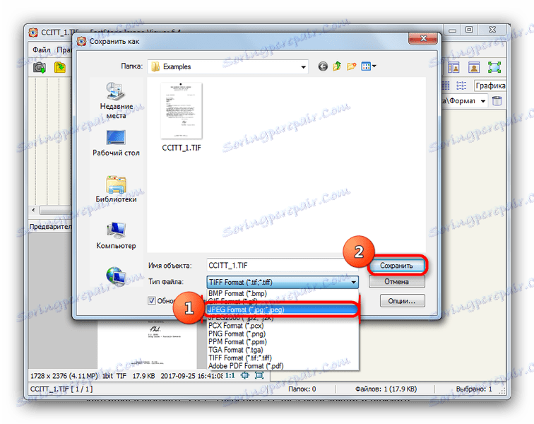 Vyberte typ souboru a uložte jej. FastStone Image Viewer