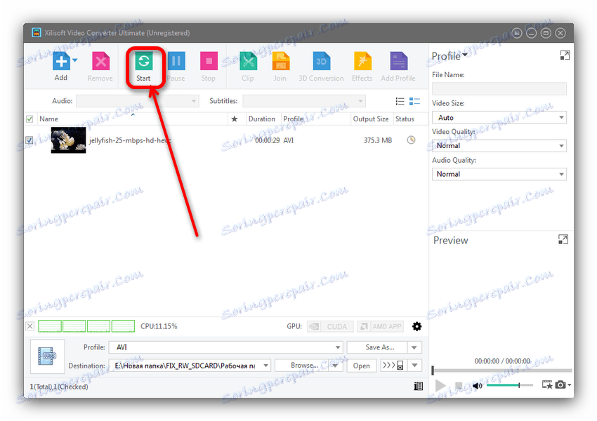 Rozpocznij proces konwersji w Xilisoft Video Converter