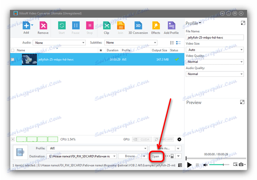 Otwórz położenie gotowego pliku w Xilisoft Video Converter