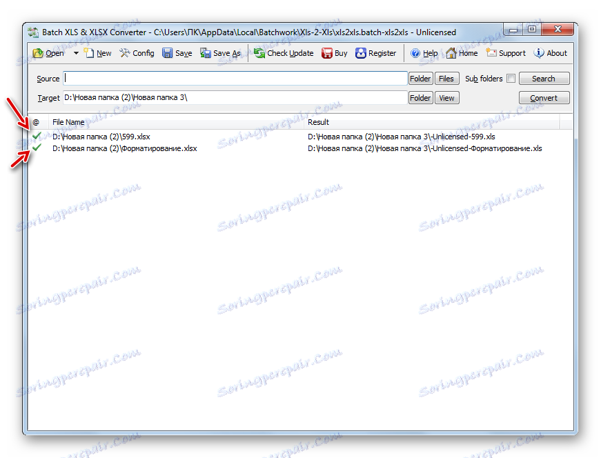 Конвертація XLSX в XLS завершено в програмі Batch XLS and XLSX Converter