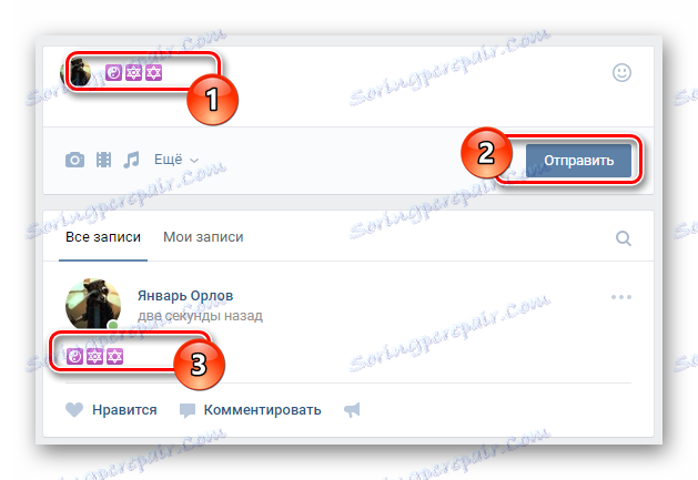 Úspešné publikovanie smajlíkov prostredníctvom stránok služby vEmoji na stránke VK