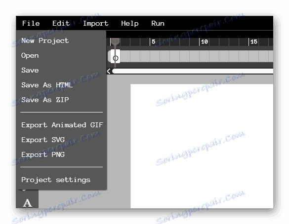 Файловото меню на онлайн редактора Wick
