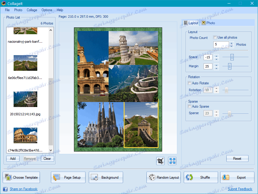 Wybór odpowiedniego rozmiaru w CollageIt