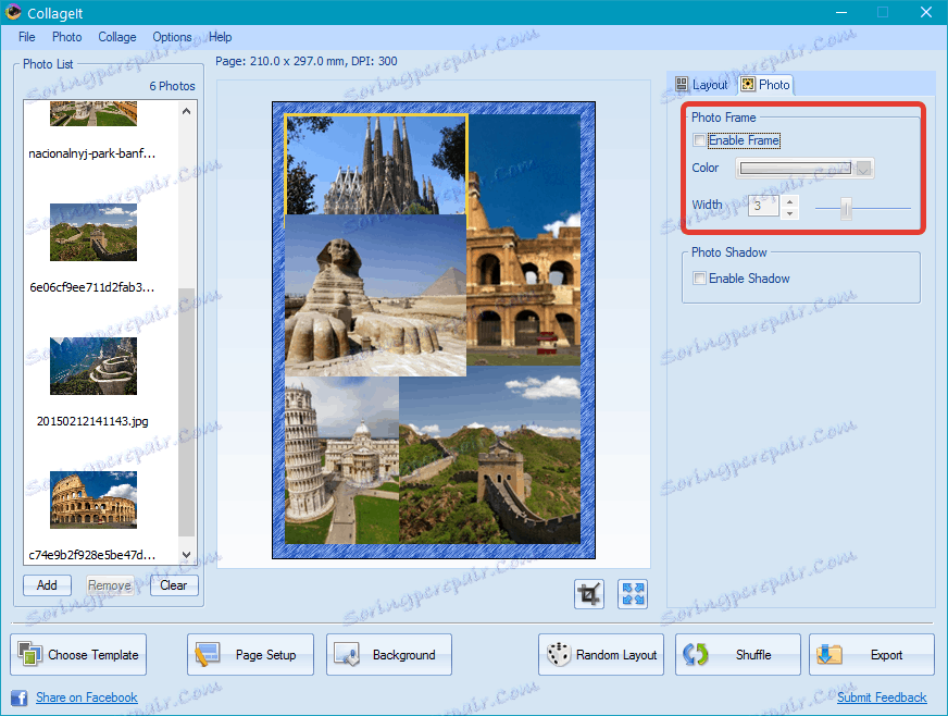Wybór ramy w CollageIt