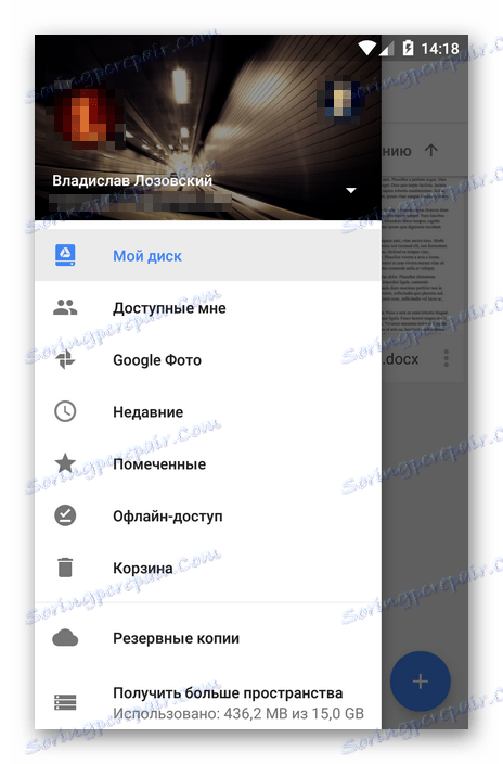 Bočný panel na disku Google Android