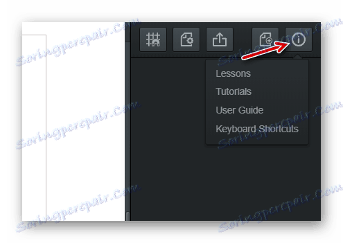 Menu z materiałami pomocniczymi usługi online Vectr