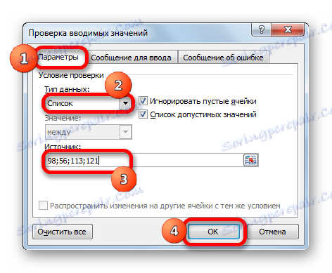 Okno pro kontrolu vstupních hodnot v aplikaci Microsoft Excel