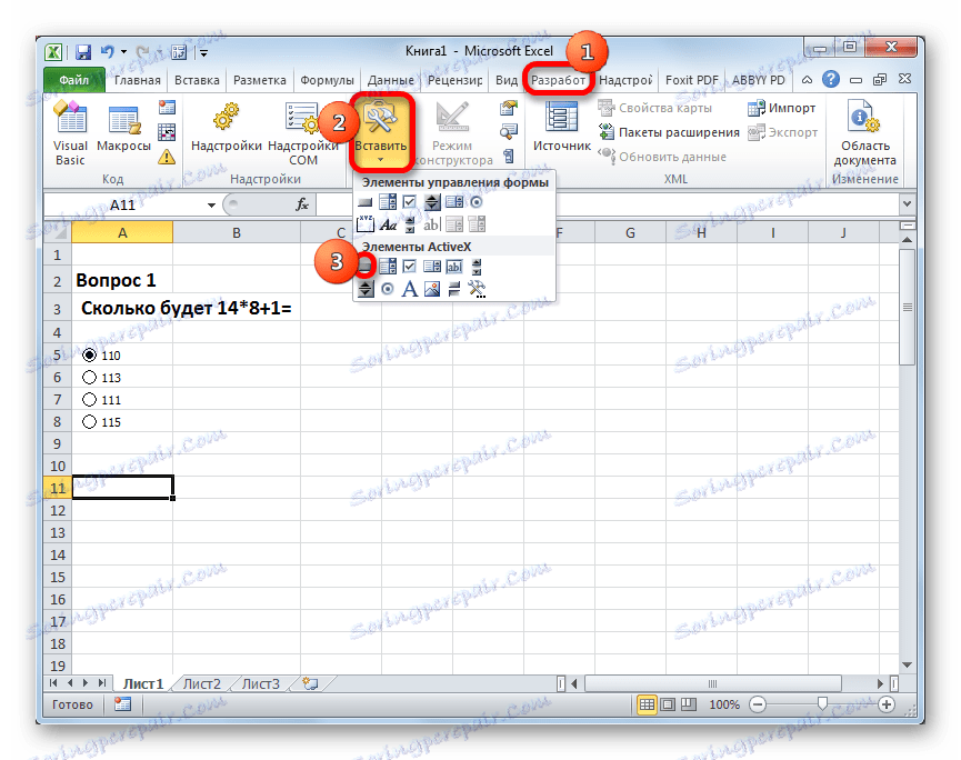 Výběr tlačítka ActiveX v aplikaci Microsoft Excel