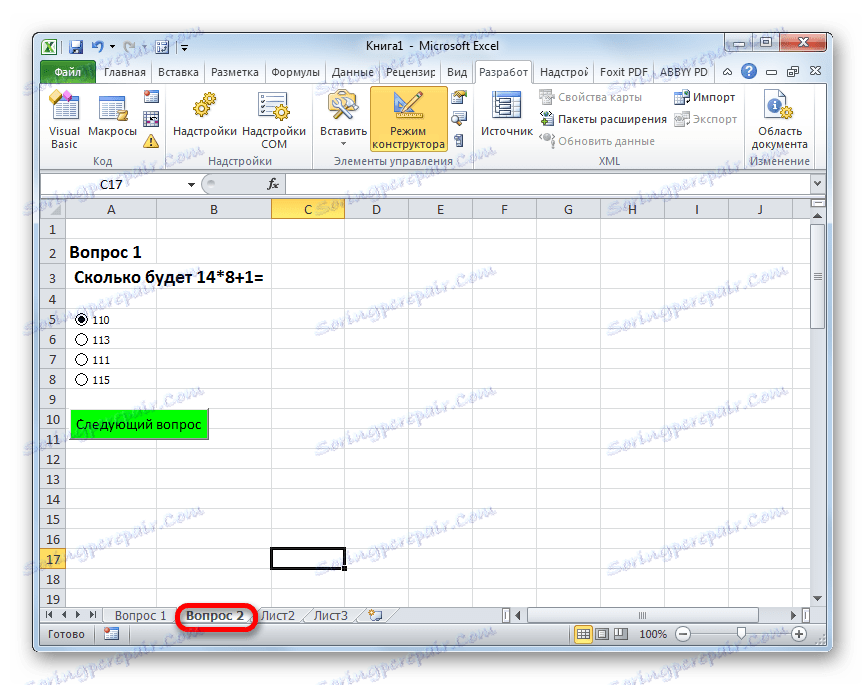 Otázka 2 v aplikaci Microsoft Excel