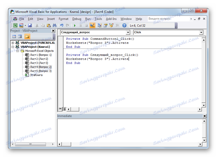 Kód na listu Otázka 2 v aplikaci Microsoft Excel