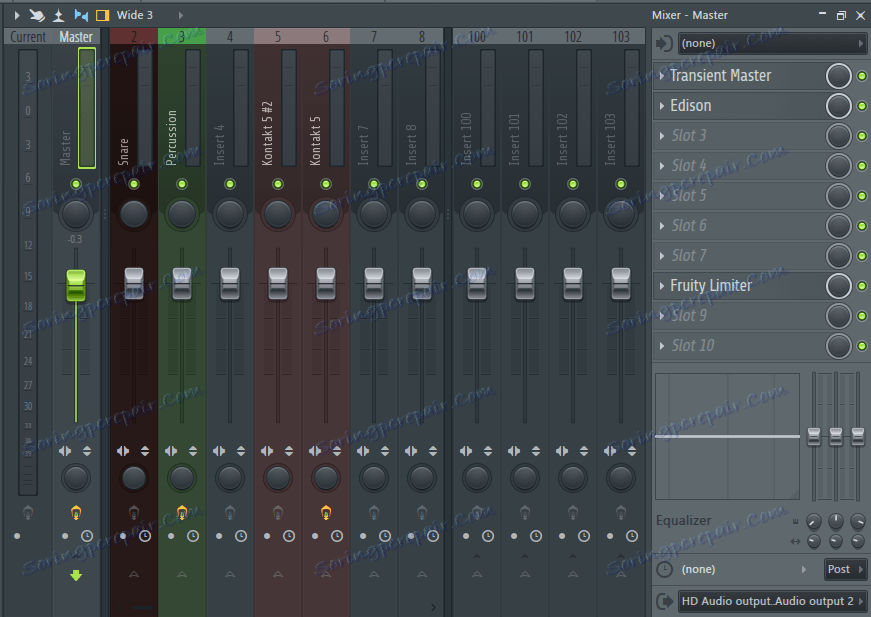 Обработващи ефекти в миксера в FL Studio