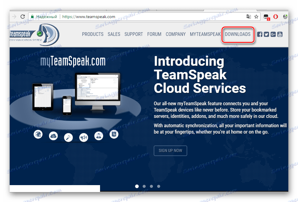 Sekcia stránky TeamSpeak 3