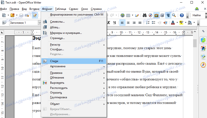 OpenOffice Writer. Slogi dokumenta