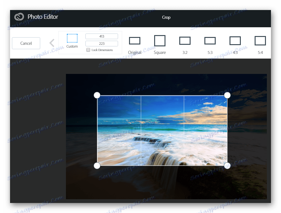 Oříznout snímek Online editor fotografií Aviary