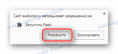 Бутон за потвърждаване на активирането на приставката за Adobe Flash Player на уеб сайта на Audiorez