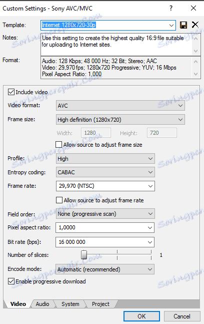 گزینه ای برای ذخیره ویدئو در Sony Vegas Pro