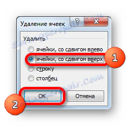 Изтриване на клетки с преместване в прозореца Изтриване на клетки в Microsoft Excel