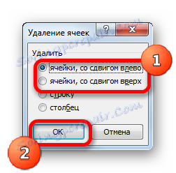 Прозорецът за изтриване на клетки започва с горещи клавиши в Microsoft Excel